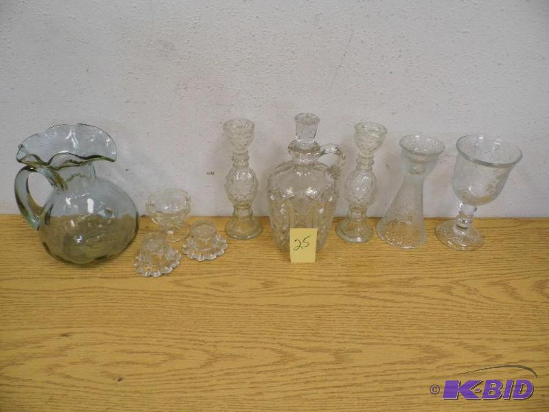 Avon Candlesticks, Cut Glass Decanter