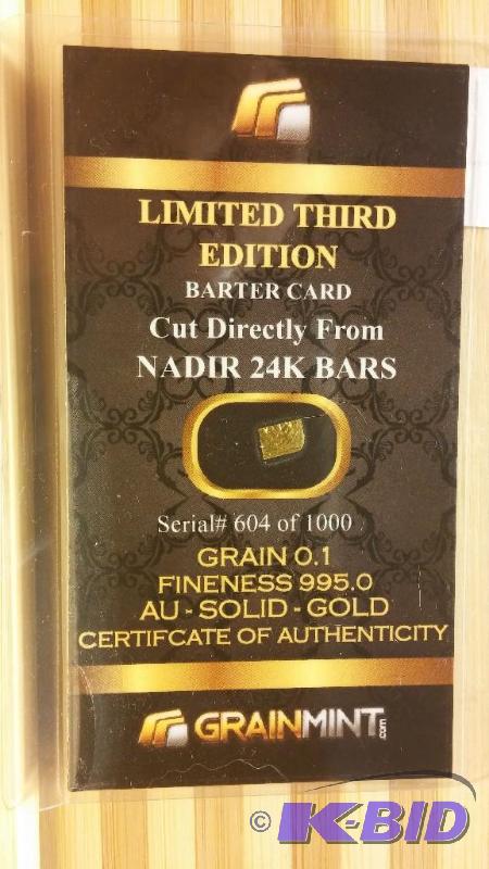 GRAIN MINT CERTIFIED 1 GRAIN .995 24K GOLD...