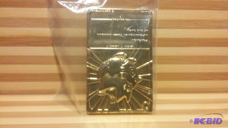 1999 NINTENDO POKEMON 23K GOLD PLATED CARD, R...