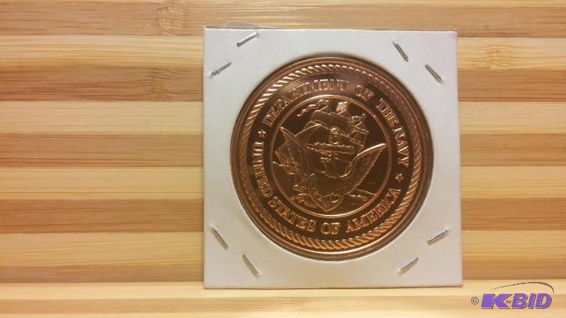 US NAVY COPPER ROUND PROOF ONE OUNCE .999 PUR...
