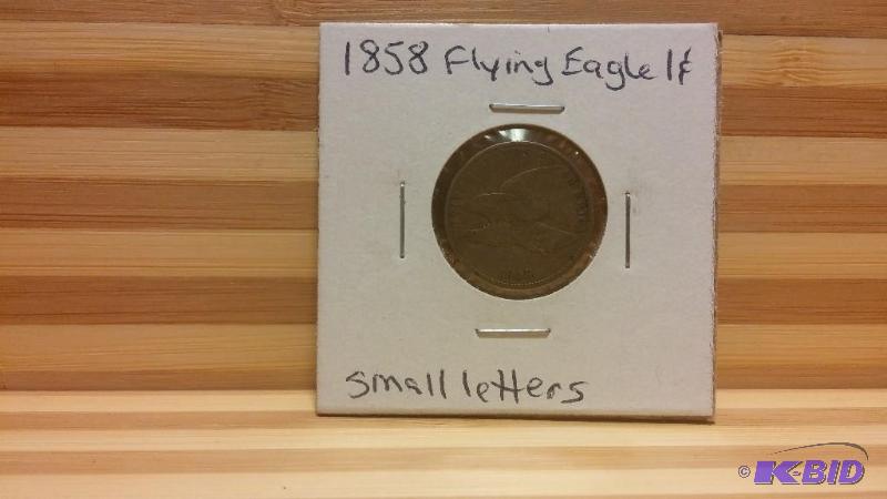 1858 FLYING EAGLE CENT, ONE CENT COIN SMALL L...