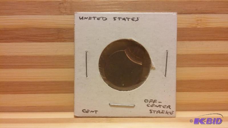 LINCOLN ONE CENT ERROR COIN, STRUCK WAY OFF C...