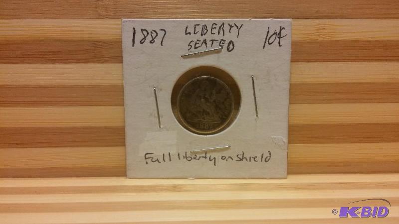 1887 LIBERTY SEATED DIME FULL LIBERTY ON SHIE...