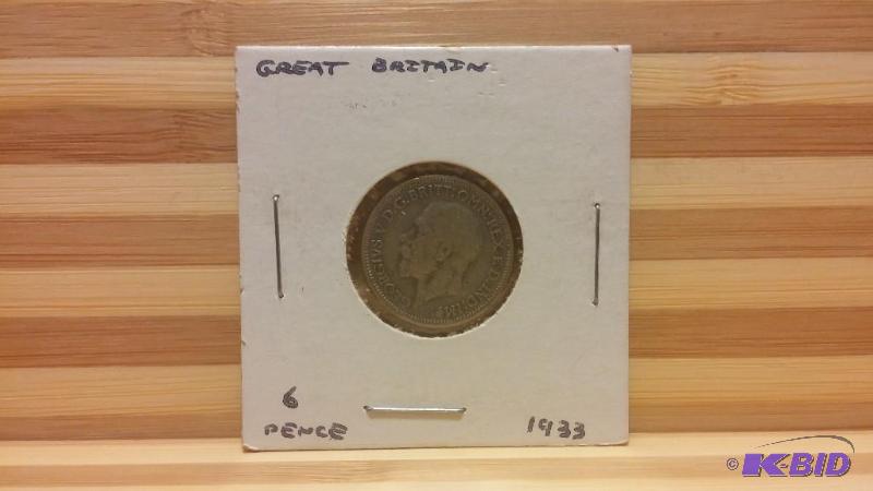 1933 GREAT BRITTAN SILVER 6 PENCE. 50% SILVER...