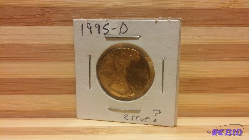 1995 D LINCOLN CENT COPPER COATING ERROR...