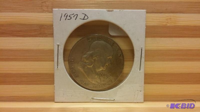 1957 D FRANKLIN HALF DOLLAR 90% SILVER...