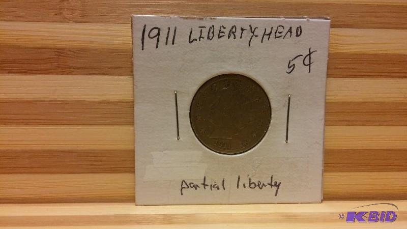 1911 LIBERTY V NICKEL FIVE CENT COIN PARTIAL ...