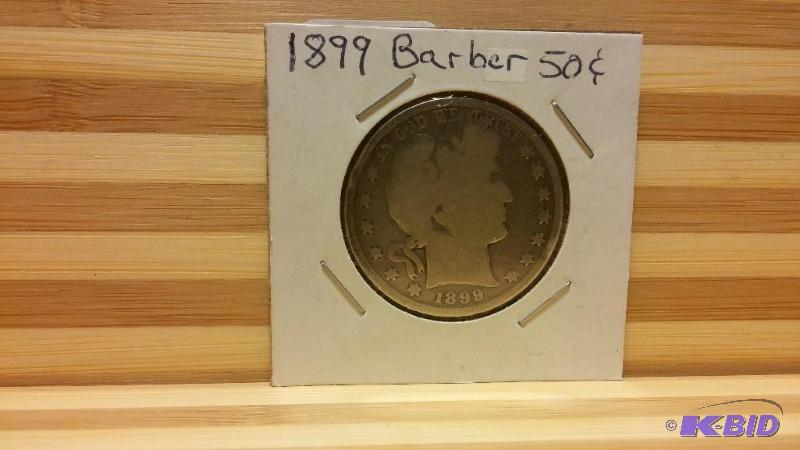 1899 BARBER HALF DOLLAR 50 CENT COIN 90% SILV...