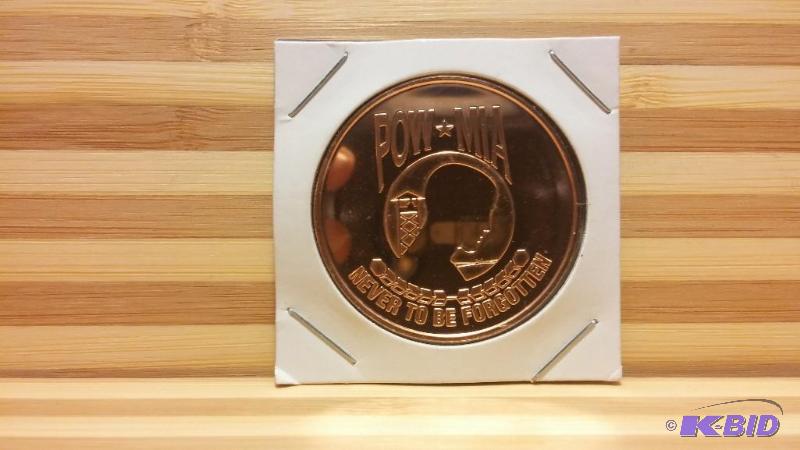 POW  MIA COPPER ROUND PROOF ONE OUNCE .999 P...