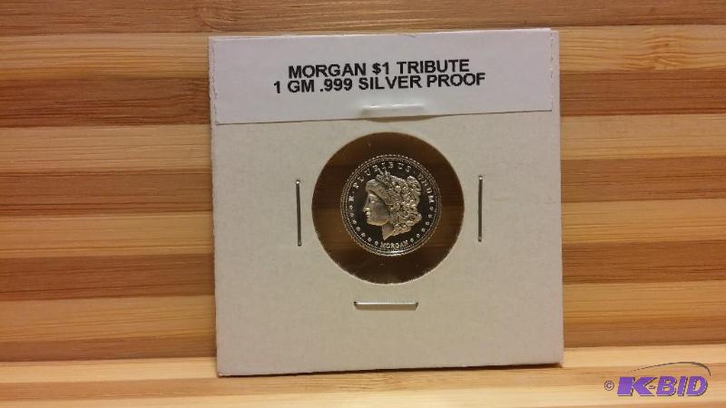MORGAN SILVER DOLLAR PROOF TRIBUTE 1 GM .999 ...