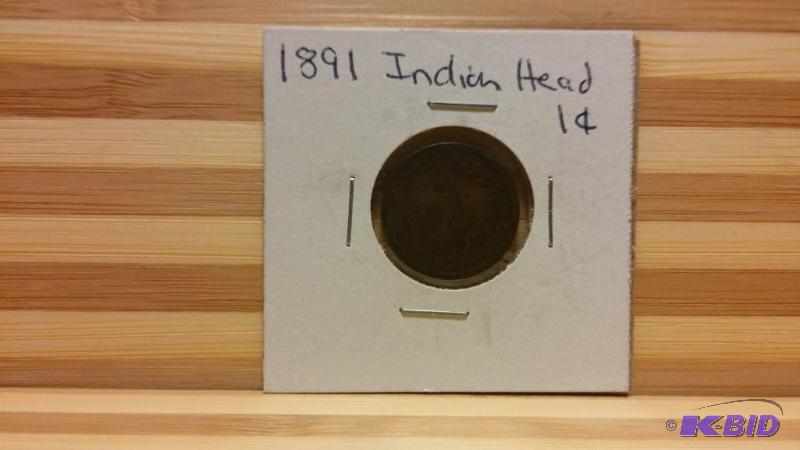 1891 INDIAN HEAD CENT ONE CENT COIN...