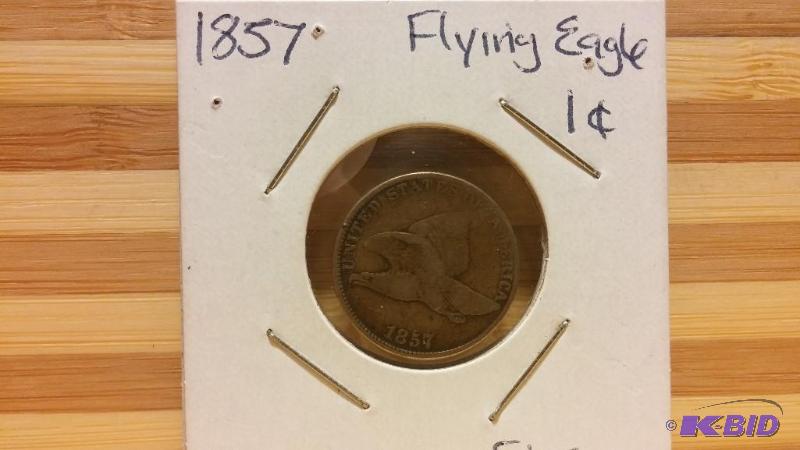 1857 FLYING EAGLE CENT, ONE CENT COIN...