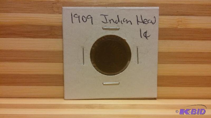 1909 INDIAN HEAD CENT ONE CENT COIN PARTIAL L...