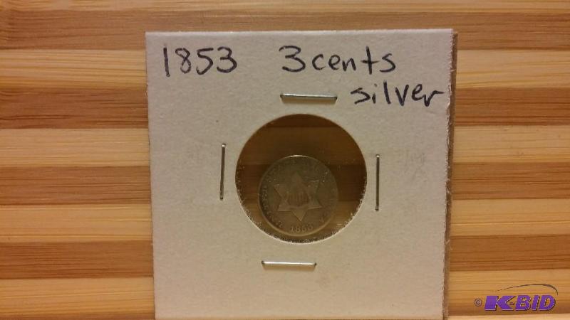 1853 THREE CENT SILVER COIN...