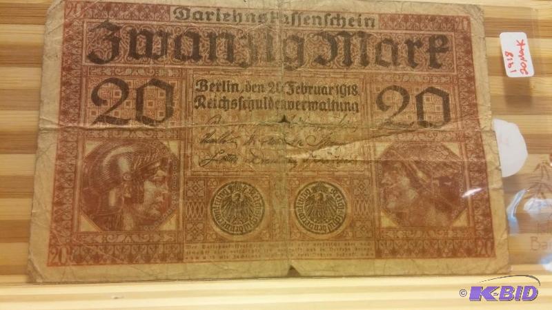 1918 GERMAN 20 MARK FOREIGN NOTE...