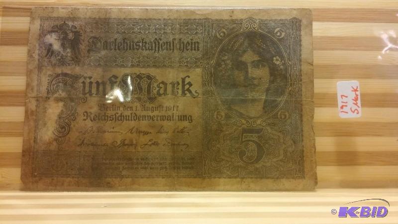 1917 GERMAN 5 MARK FOREIGN NOTE...