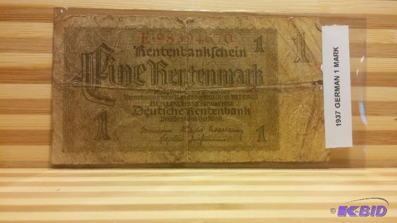 1937 GERMAN 1 MARK FOREIGN NOTE...