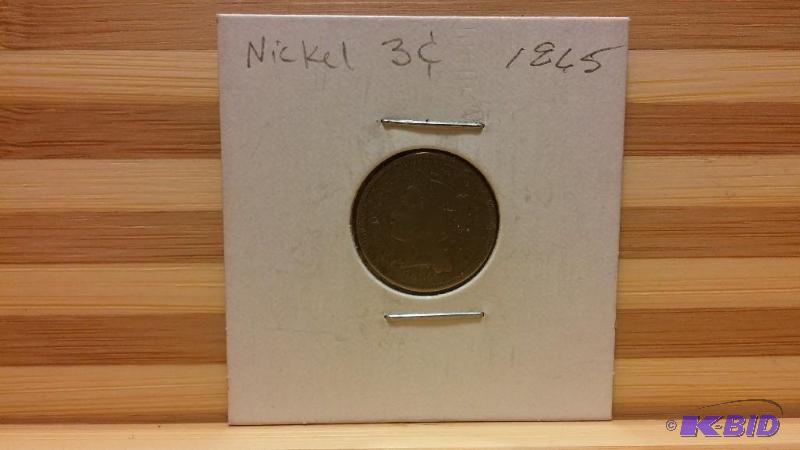 1865 THREE CENT NICKEL COIN, CIVIL WAR ERA CO...