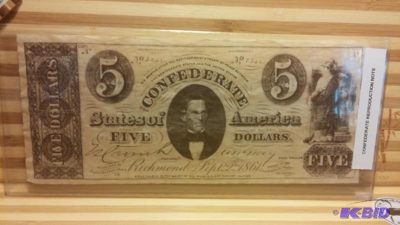 1861 CONFEDERATE STATES OF AMERICA FIVE DOLLA...