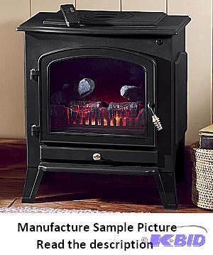 lot 105 image: Black Wooden Freestanding Fireplace -&nbspCo...