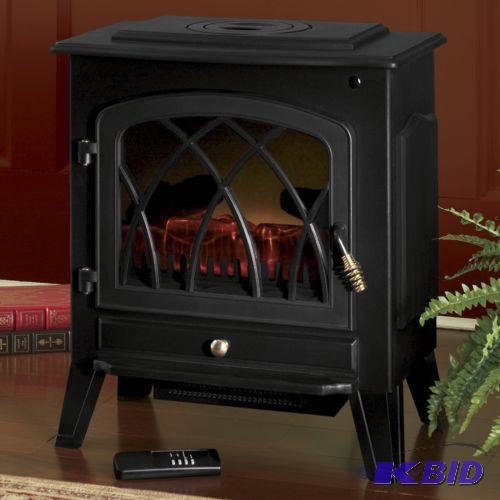 lot 11 image: Black Wooden Freestanding Electric Fireplace ...