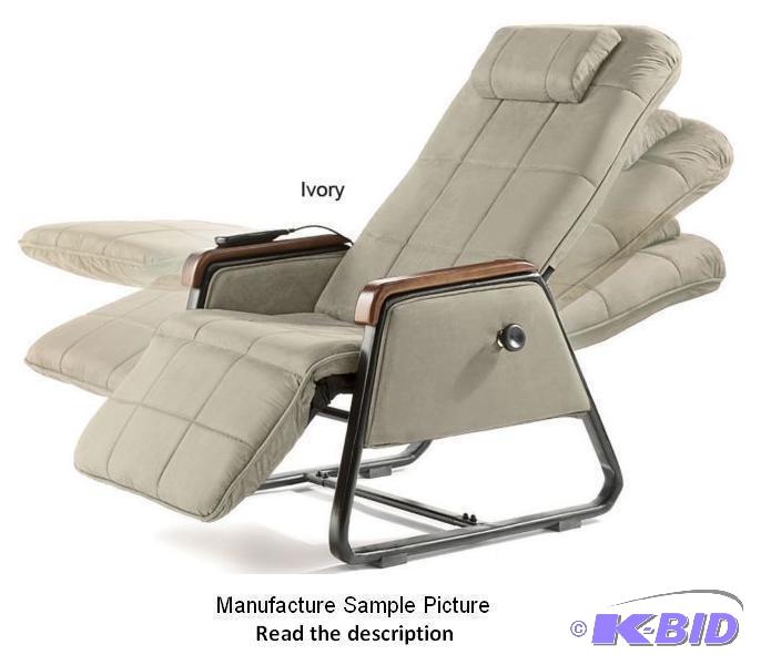 lot 14 image: Ivory Microfiber Zero Gravity Massage Chair w...
