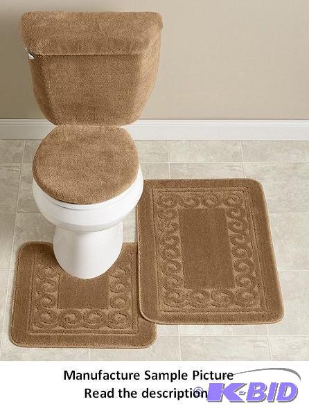 lot 21 image: Camel Colored Scroll Four Piece Bathroom Rug ...