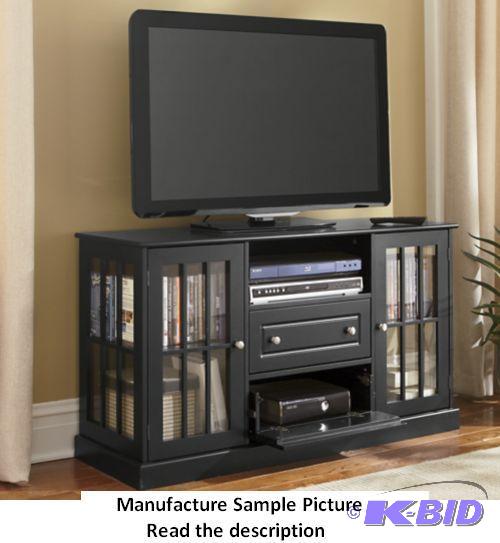 lot 58 image: Black Gaming TV Stand - Has glass sides and d...