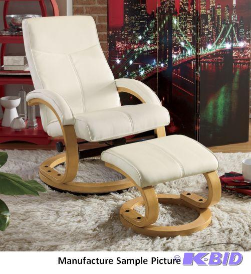 lot 78 image: Ivory Swivel Recliner with Matching Ottoman -...