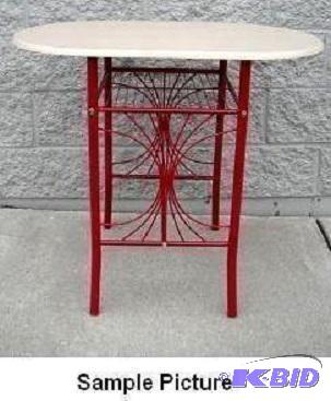 lot 86 image: Red Bistro Table - A sleek design with gracef...