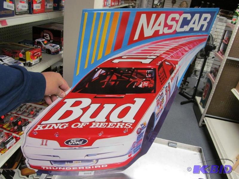 lot 152 image: NASCAR Tin Sign #11 Budweiser Car NICE