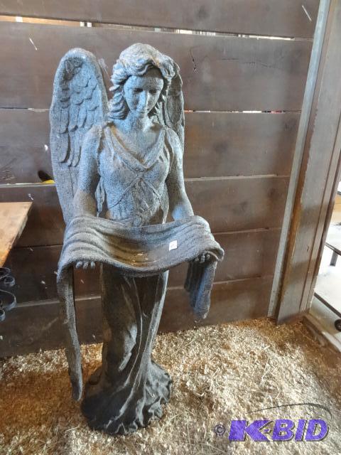 lot 163 image: Angel Lawn Ornament with Bird Feeder. 57"...