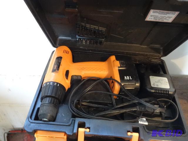 lot 218 image: CE 18 Volt Cordless Drill Battery and Charger...