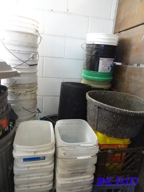 lot 261 image: Lots of misc Buckets and Plastic Milk Crates...