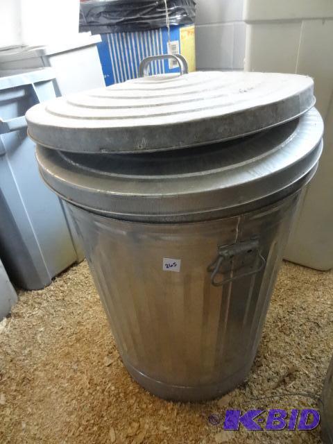 lot 265 image: 1 Galvanized Garbage cans and 2 Lids...
