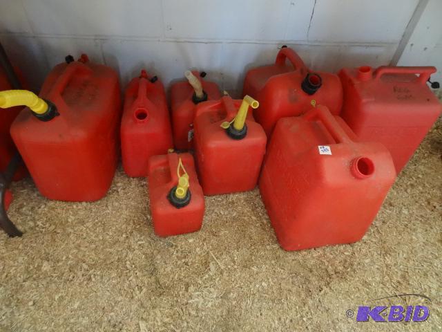 lot 283 image: 8 Fuel Cans. Not all have Spouts...