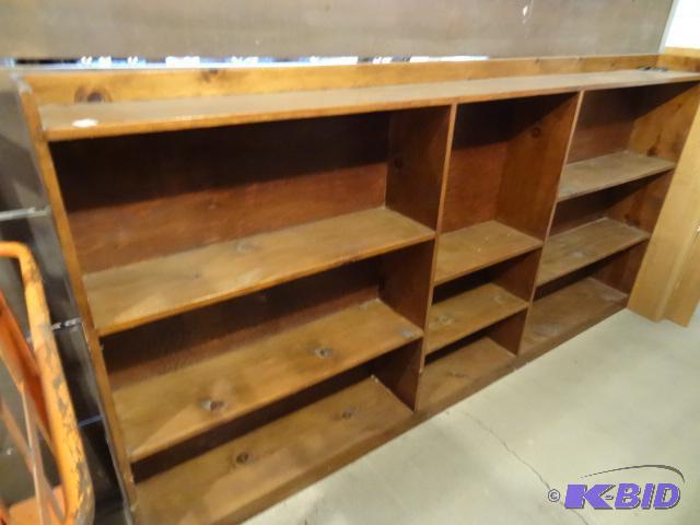 lot 296 image: Large Wood Shelf Unit. Nice Shape 96 X 10 X 4...