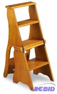 Pair of Wooden Chair Stepstools, solid wood c...