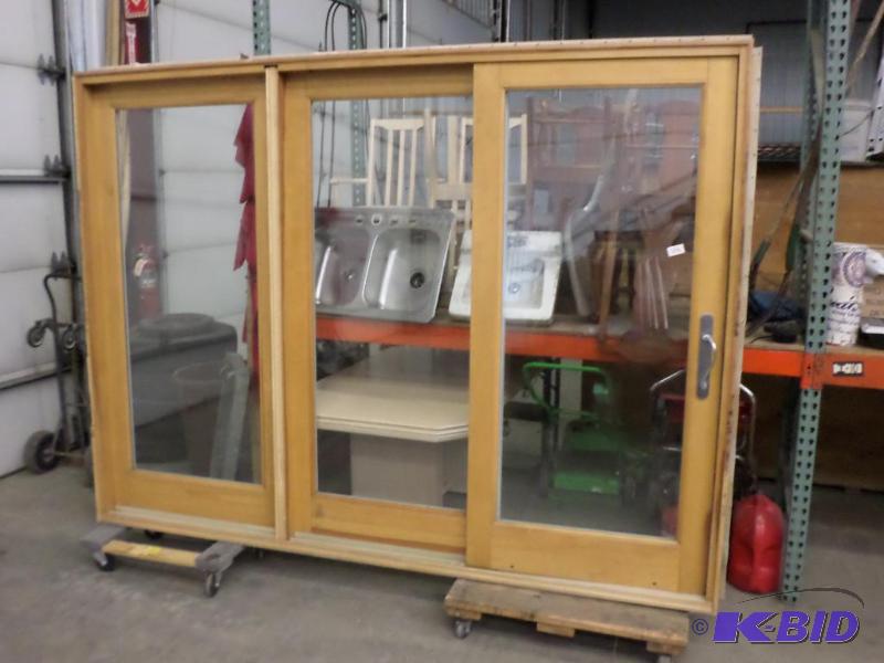 lot 106 image: 82&quotx111" Solid Wood Sliding Glass P...