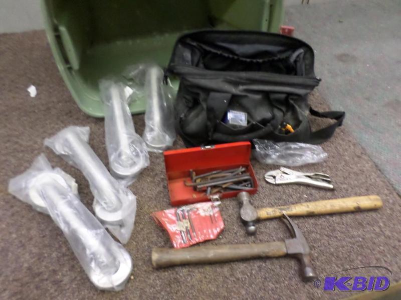 lot 20 image: Tote Of (1) Tool Bag, Misc Hand Tools, Hand R...