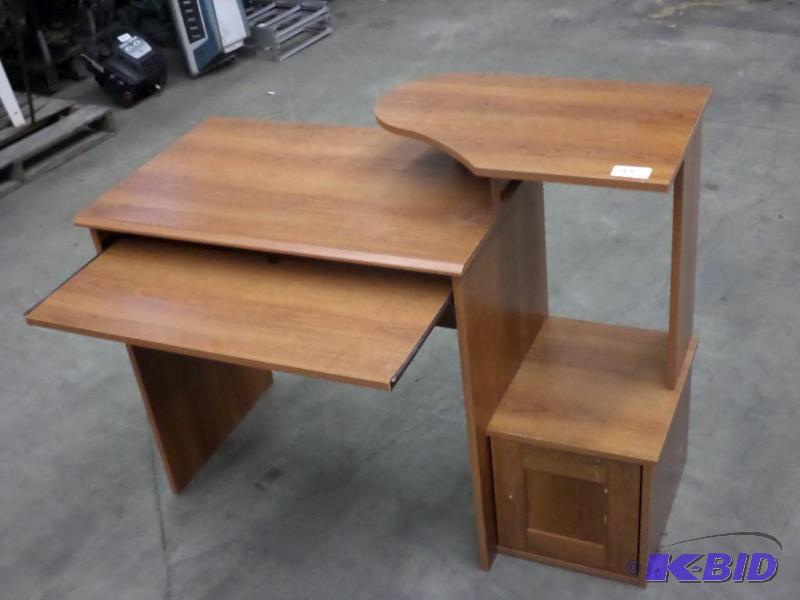 lot 35 image: Wooden Computer Desk With Slide-Out Keyboard ...
