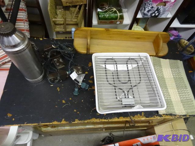 Electric Grill. Thermos. Wood Shelf. String o...