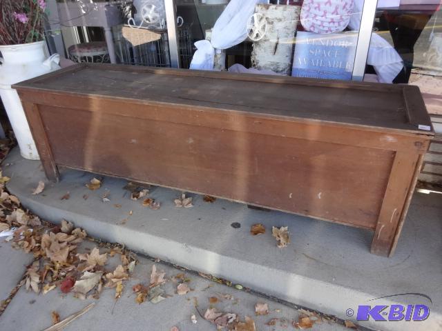 Vintage Wood Storage Bench. Inside Storage wi...