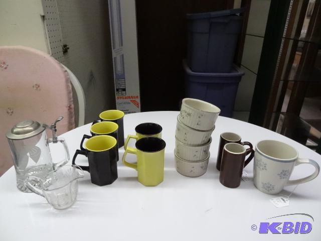 Misc Coffee Cups. Glass Stein Custard Dishes...