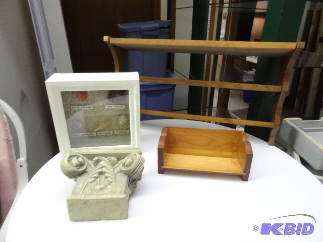 2 Wood Wall Shelves. Shadow Box with Shells...