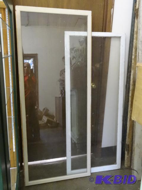 2 Glass Wood framed Panels 28 X 67 and 25 X 6...