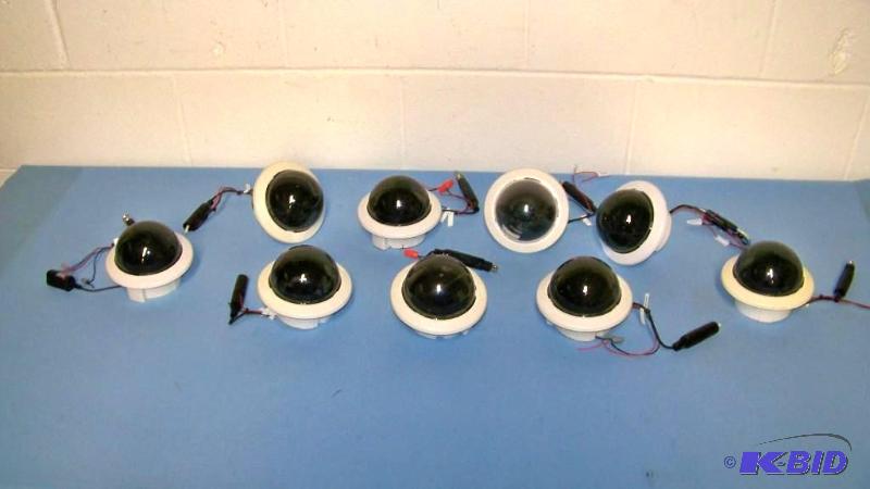 lot 32 image: (9) Pelco, CCTV  Security  Surveillance Cameras in protective plastic, dome casing