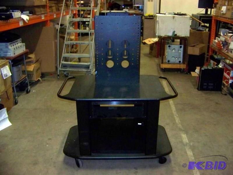 lot 48 image: Rolling, AudioVideo (AV), Flat Panel TVComponent Cart with Equipment Rack, Drawer and Power Strip