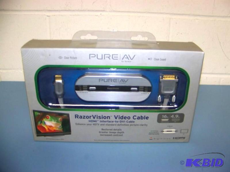 lot 65 image: PureAV by Belkin, RazorVision, HDMI Interface to DVI Video Cable - BRAND NEW in box