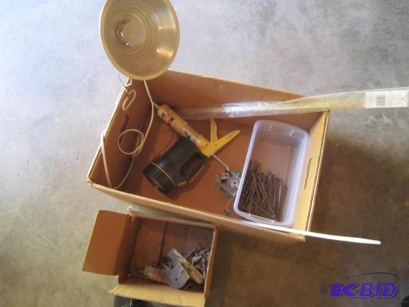 Misc Box of Tools and Lamp
